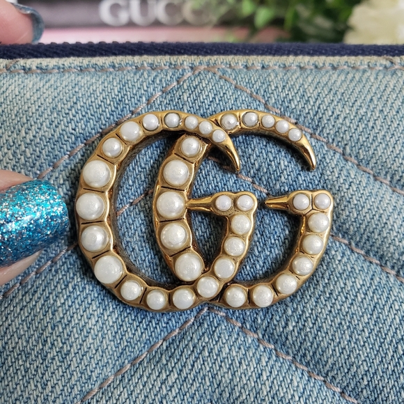 Authentic Pre-owned Denim & Pearl Gucci Marmont Zip Wallet - Picture 5 of 13